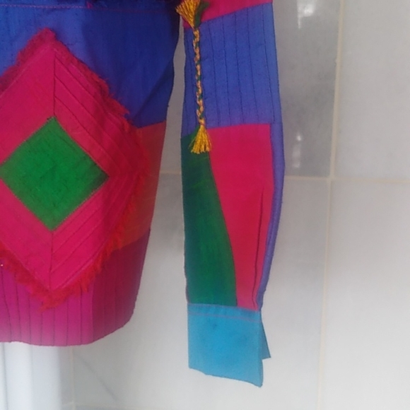 Coldwater Creek Jacket Large Red pink Blue Silk - Picture 5 of 10